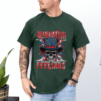 Generation X Fuck Your Feelings American Skull T-shirt