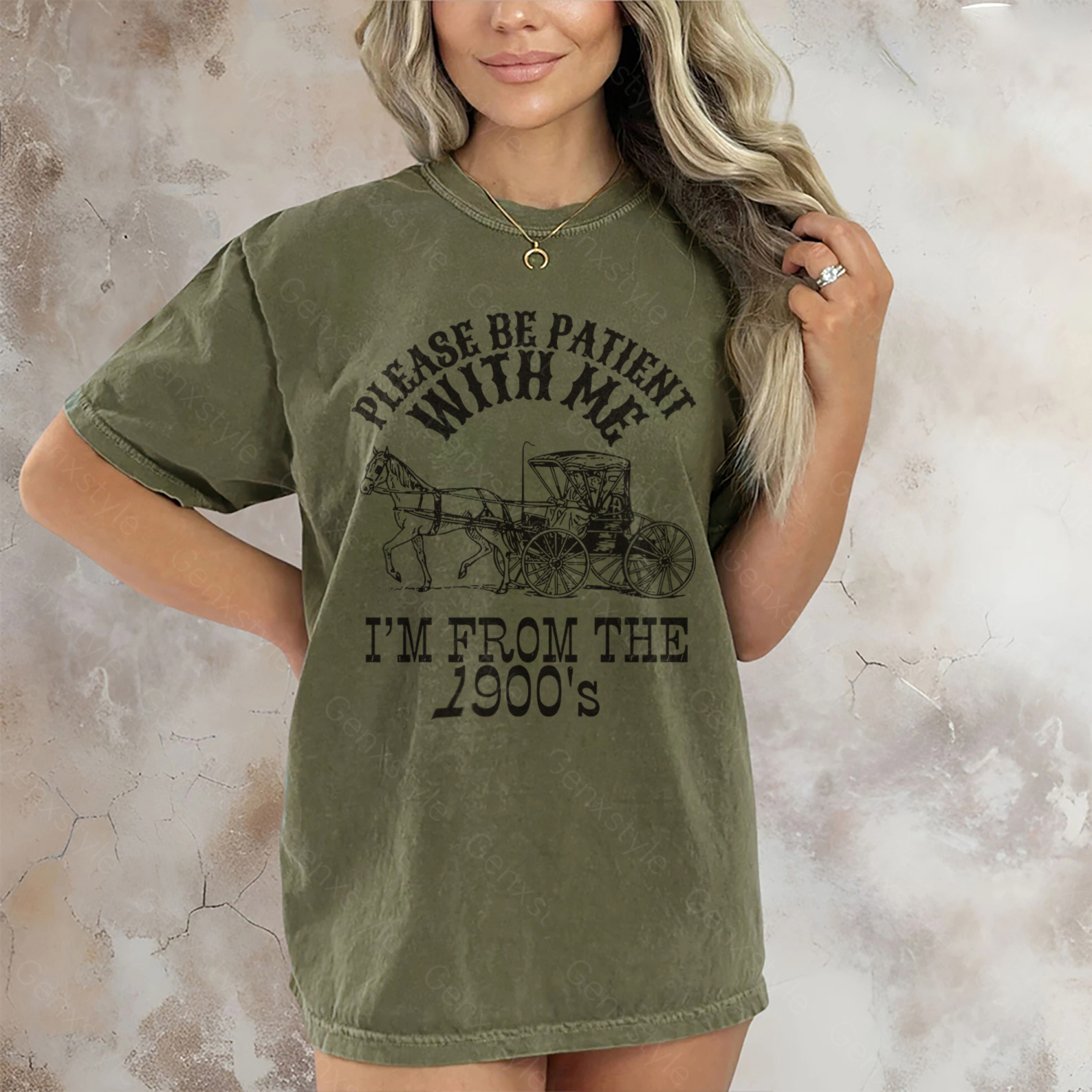 Washed Please Be Patient with Me, I'm From the 1900's - Print Unisex Crewneck XXI