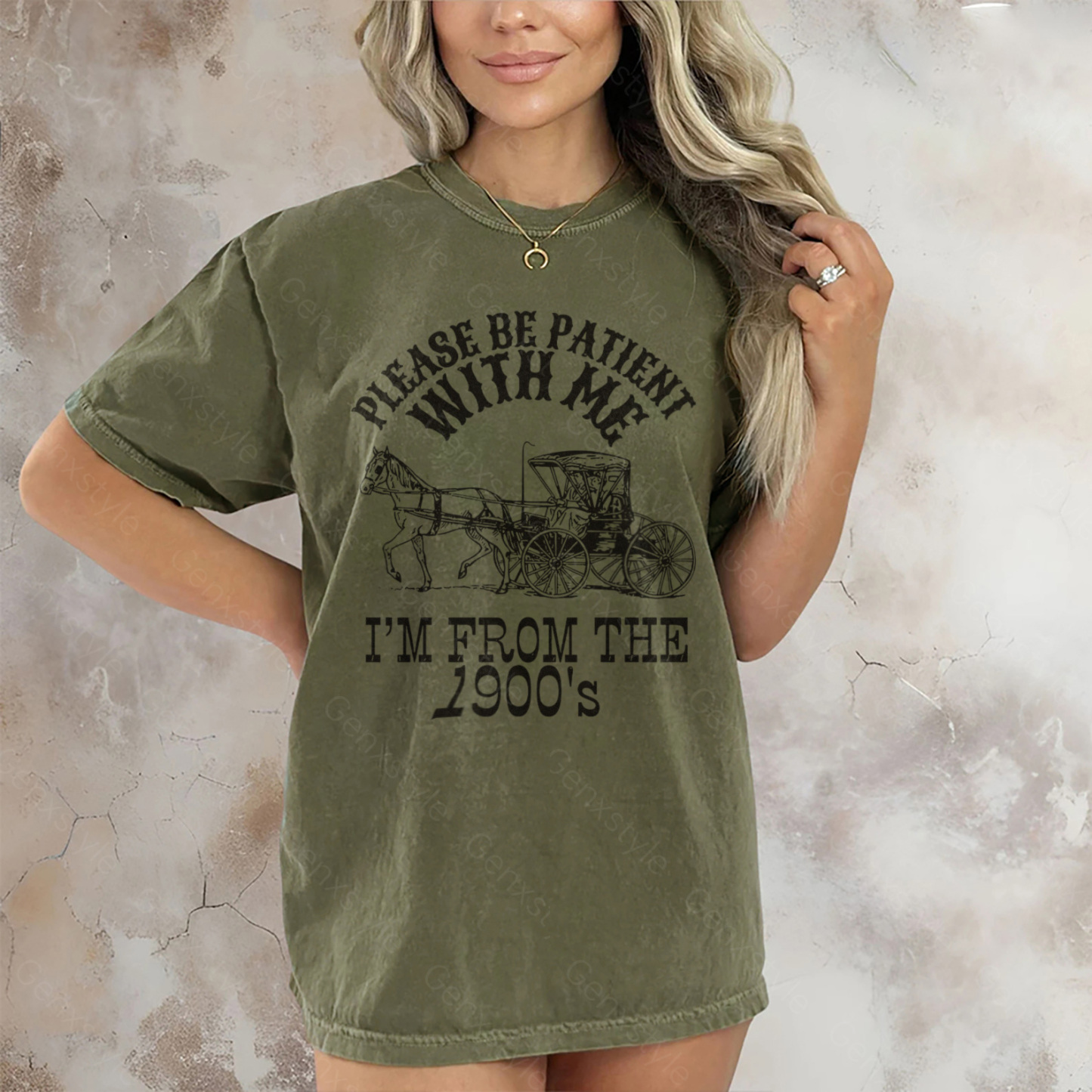 Washed Please Be Patient with Me, I'm From the 1900's - Print Unisex Crewneck XXI