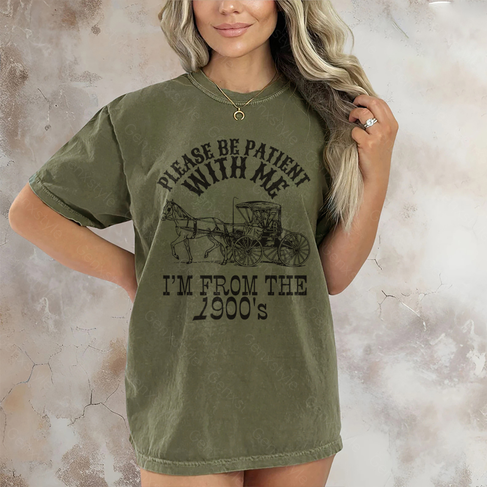 Washed Please Be Patient with Me, I'm From the 1900's - Print Unisex Crewneck XXI