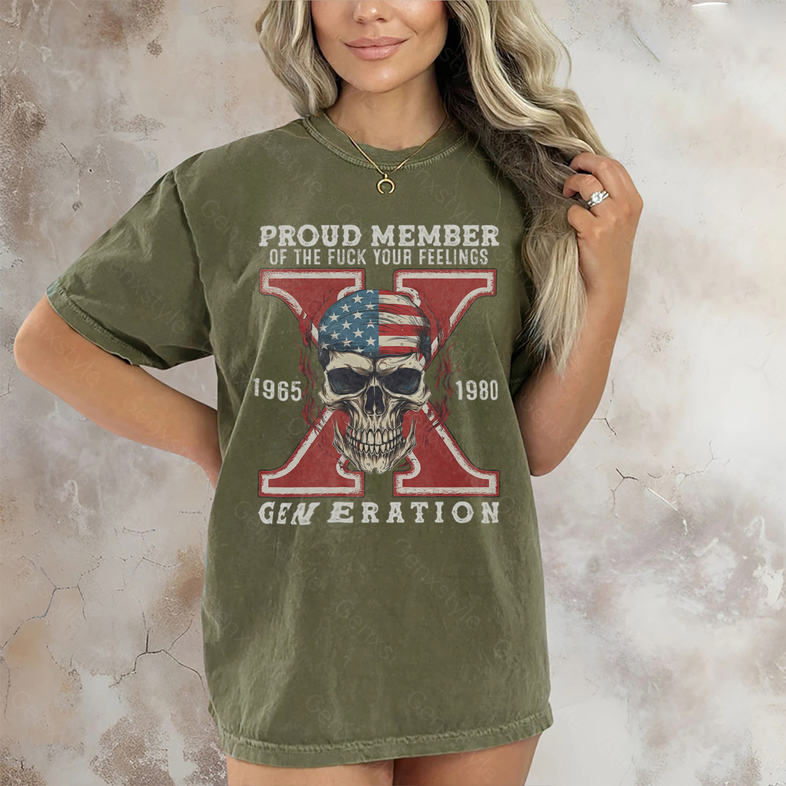 Washed Skull Halloween Gen X T-shirt