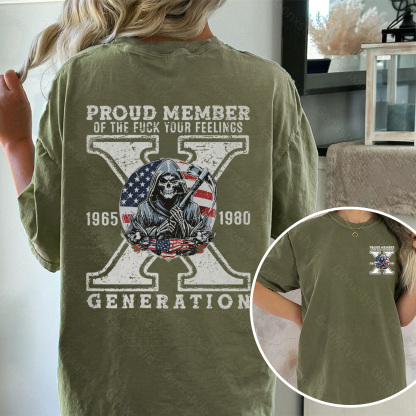 Washed Generation X Skull Design T-shirt
