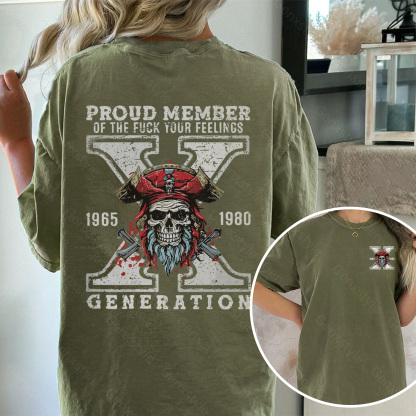Washed Generation X Skull Design T-shirt