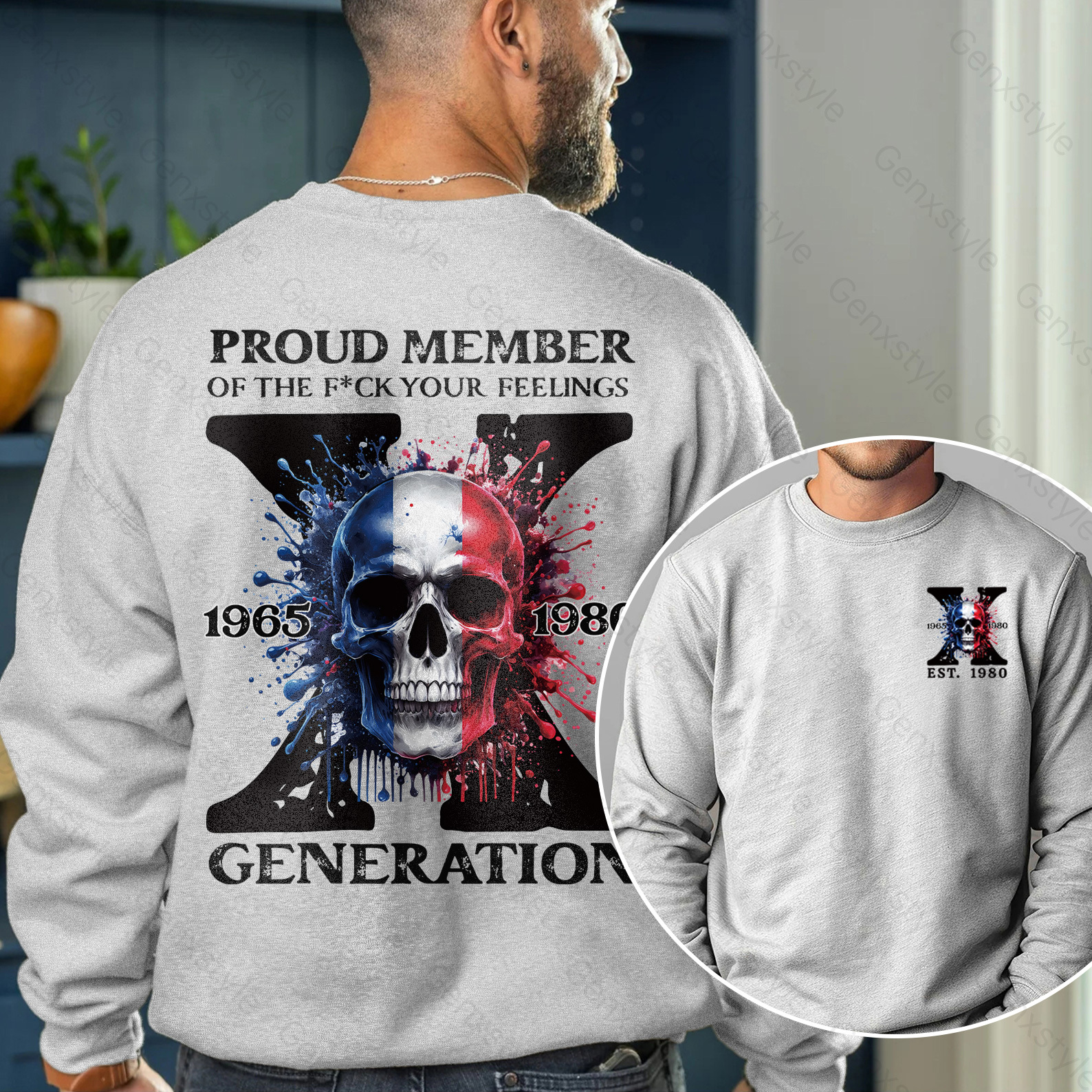 France Funny Skull Generation X Crewneck