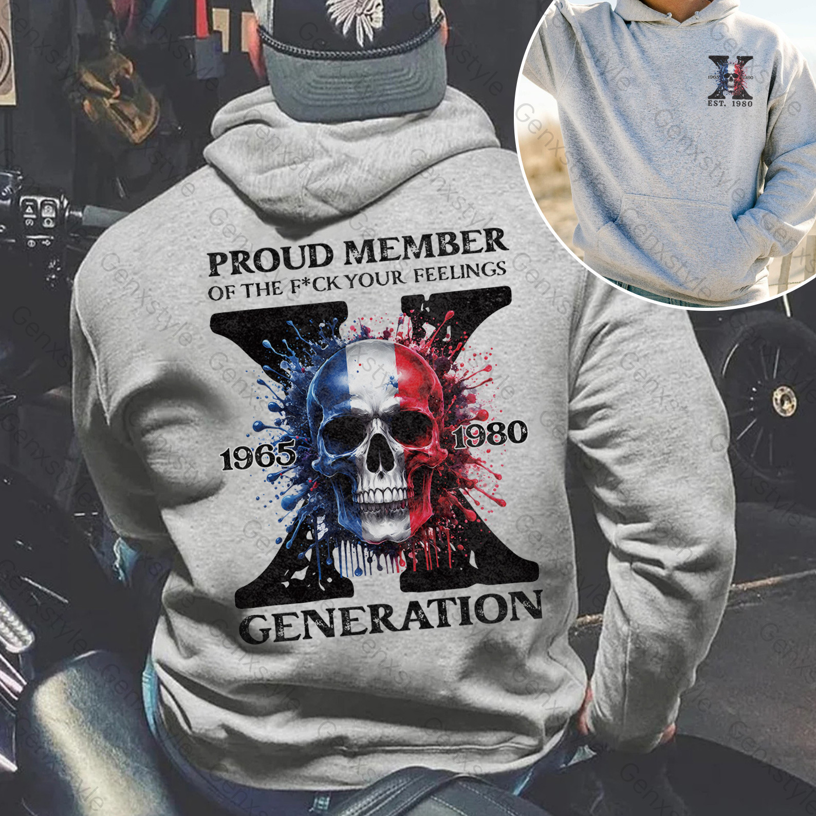 France Funny Skull Generation X Hoodie