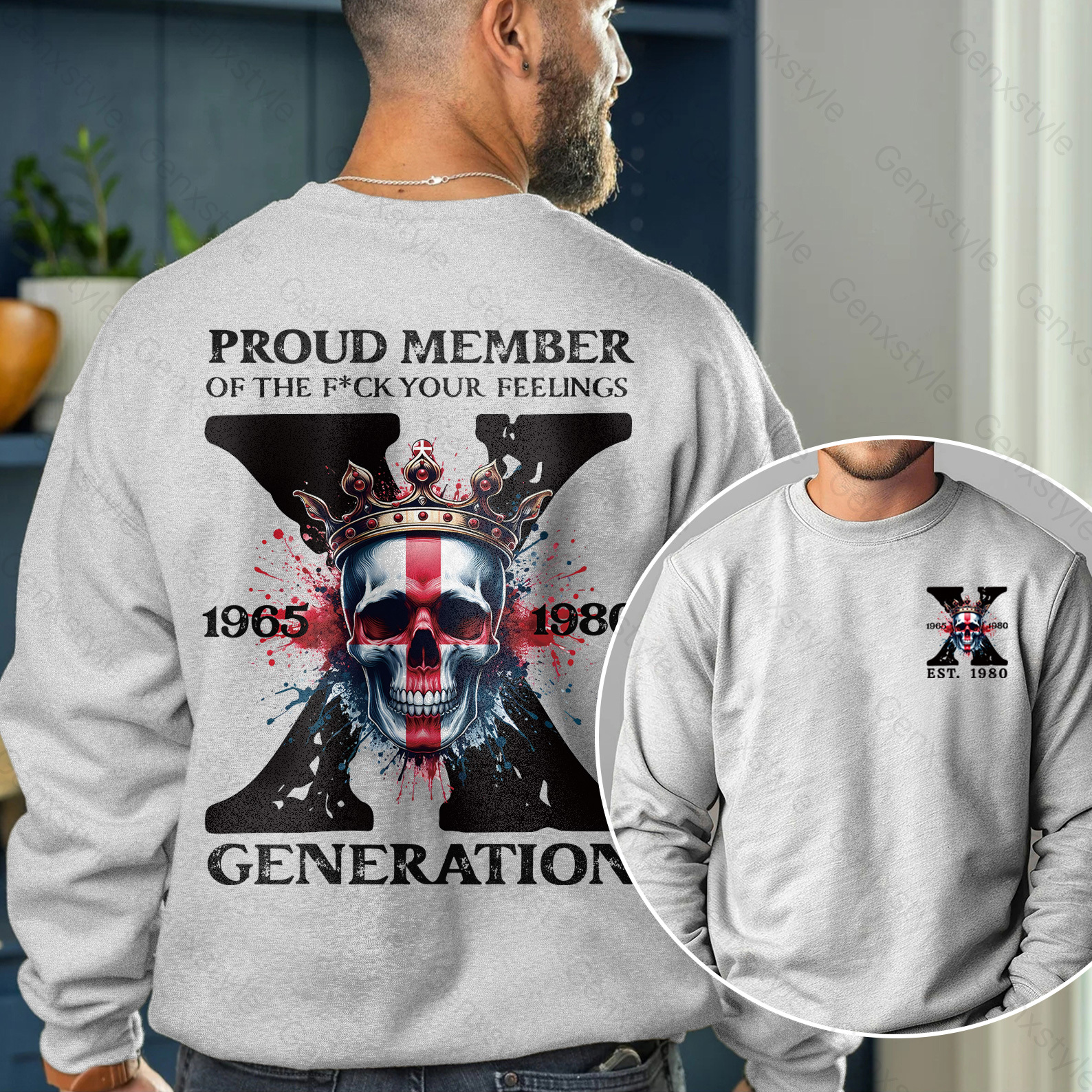 Britain Funny Skull Generation X Crewneck