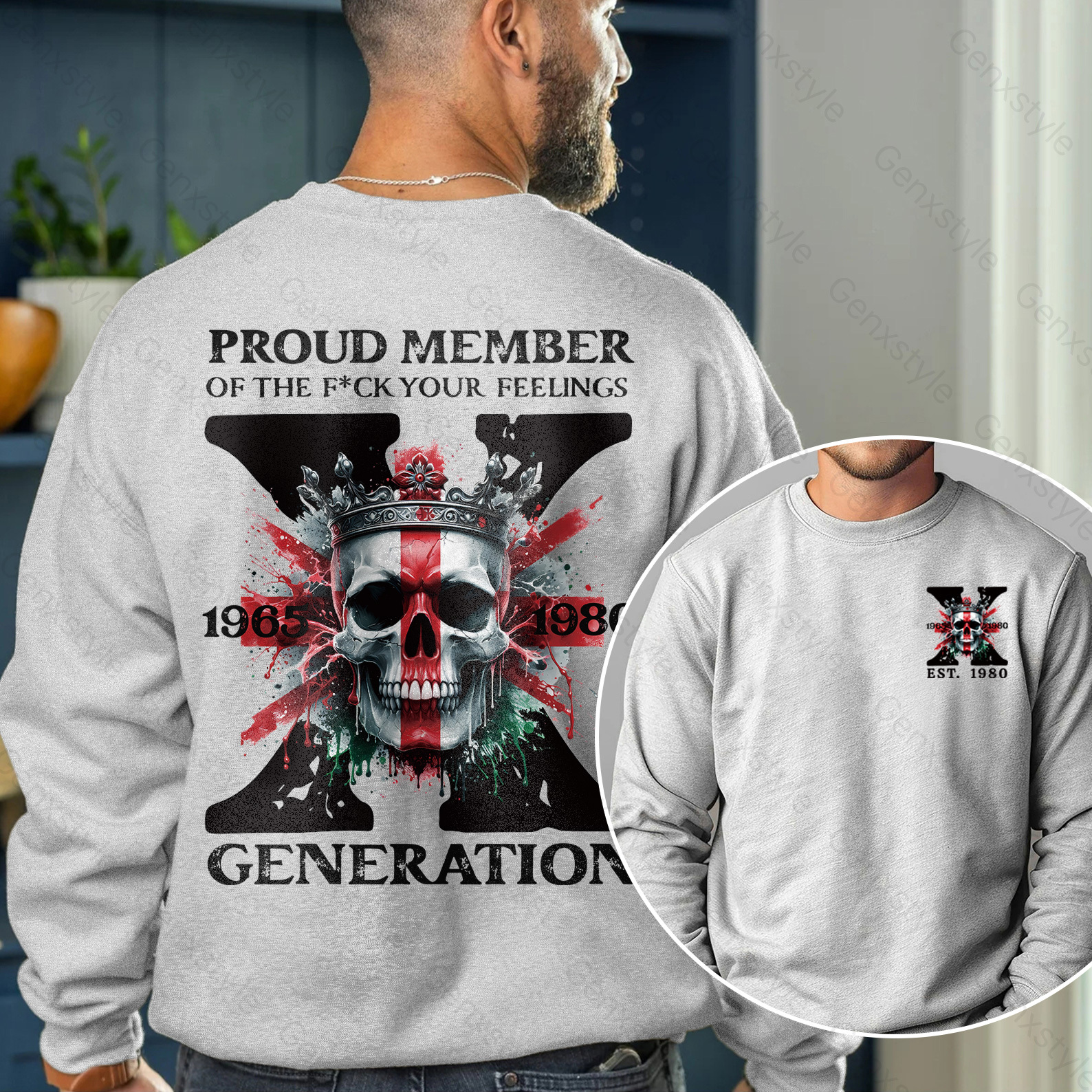 Britain Funny Skull Generation X Crewneck