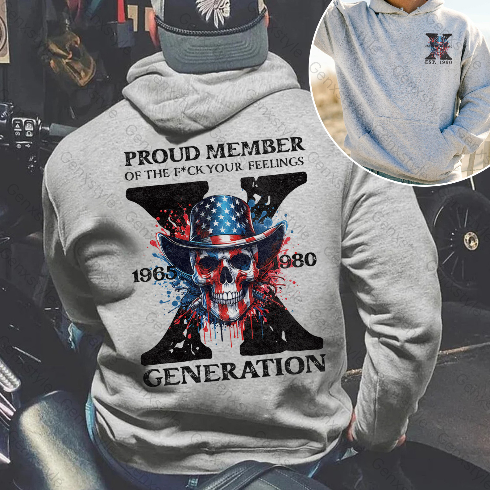 America Funny Skull Generation X Hoodie