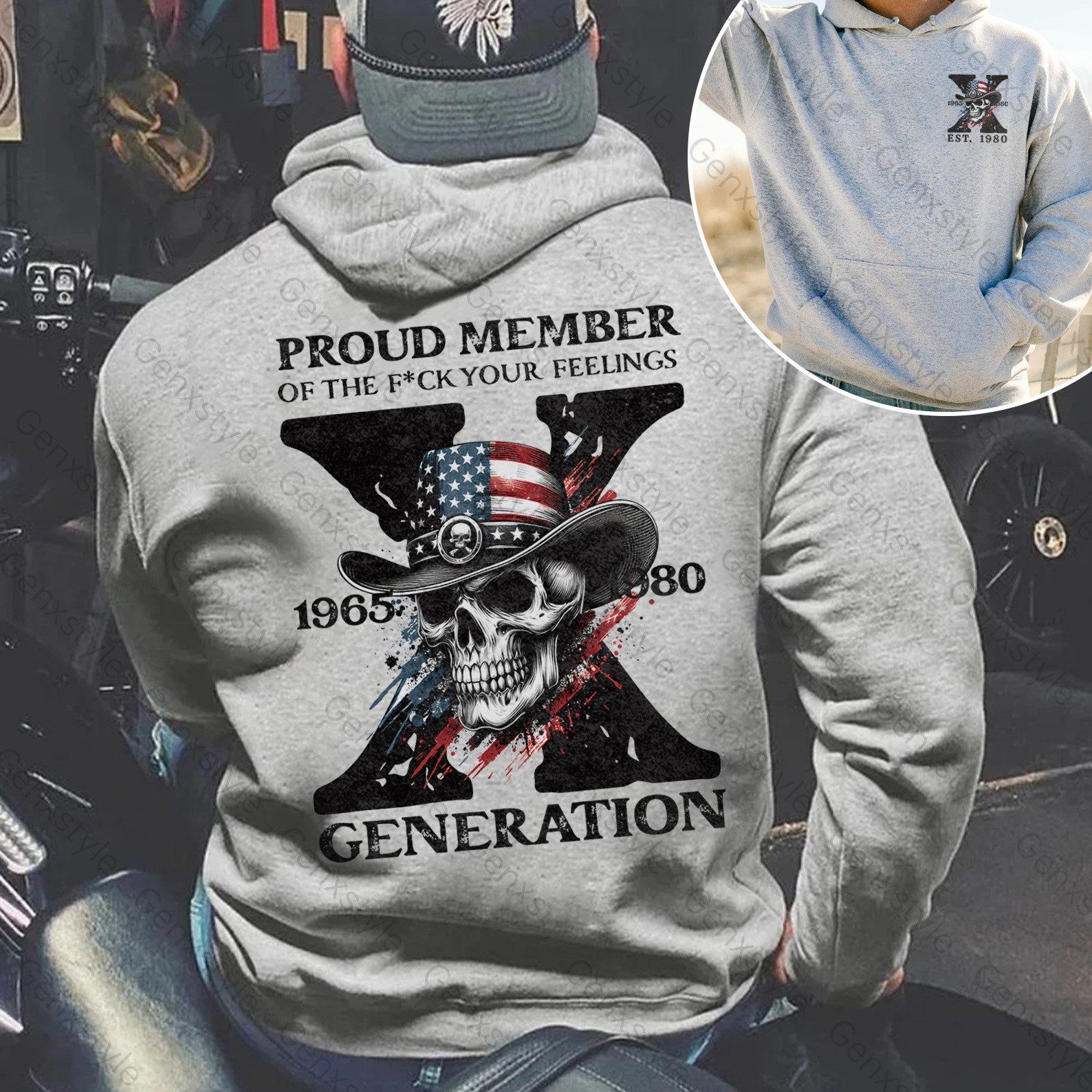America Funny Skull Generation X Hoodie
