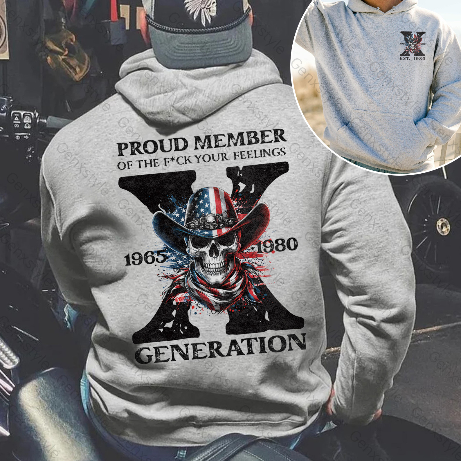 America Funny Skull Generation X Hoodie