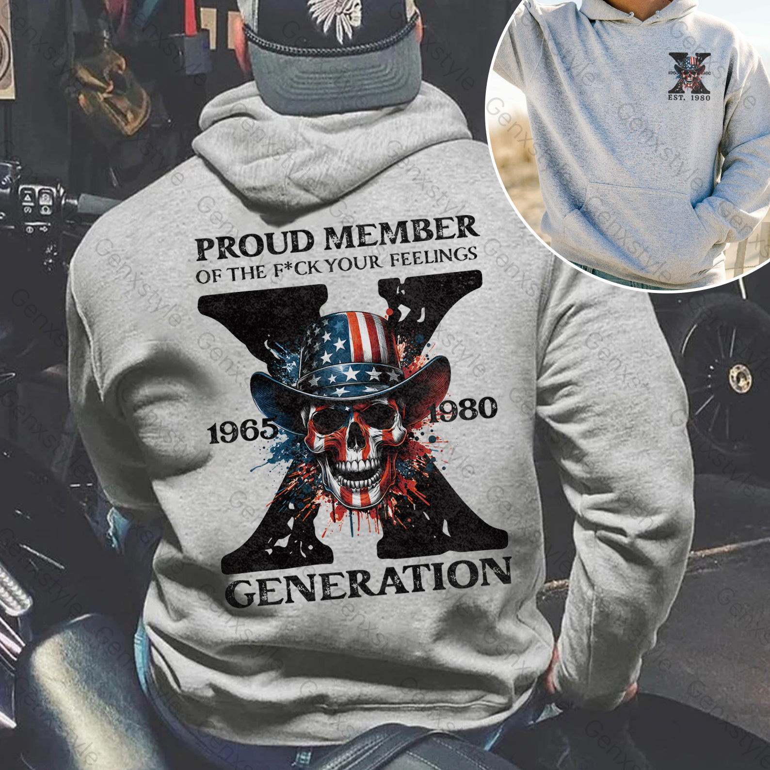 America Funny Skull Generation X Hoodie