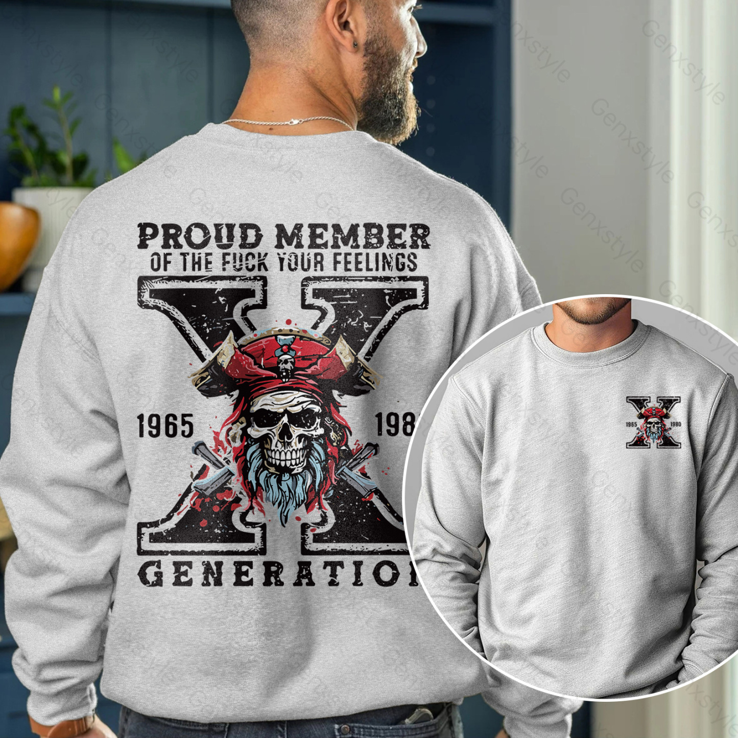 Generation X Skull Design Crewneck