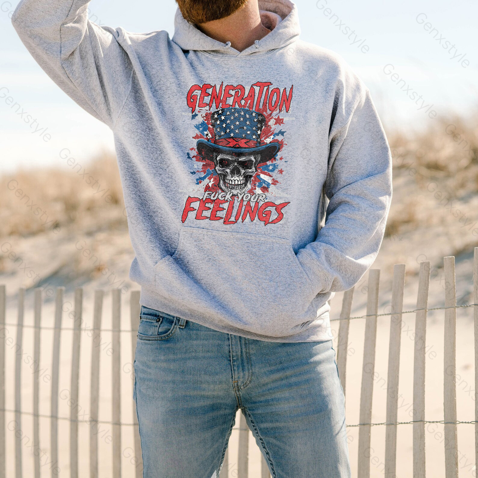 Generation X Fuck Your Feelings American Skull Hoodie