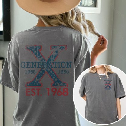 Washed Proud Gen X Member Customize Year Double Side Print T-shirt