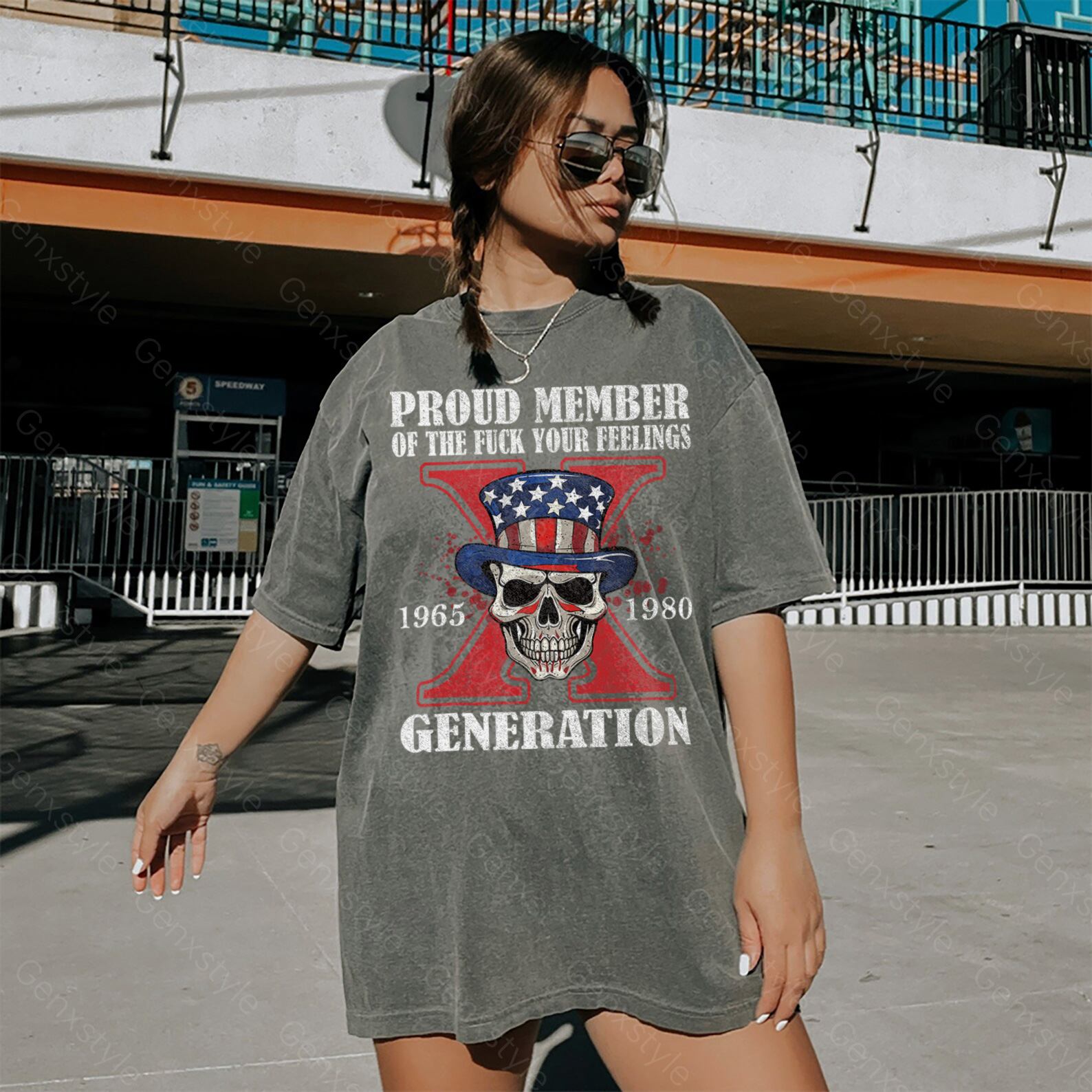 Washed Proud Member Of The Fuck Your Feelings Generation X Skull T-shirt