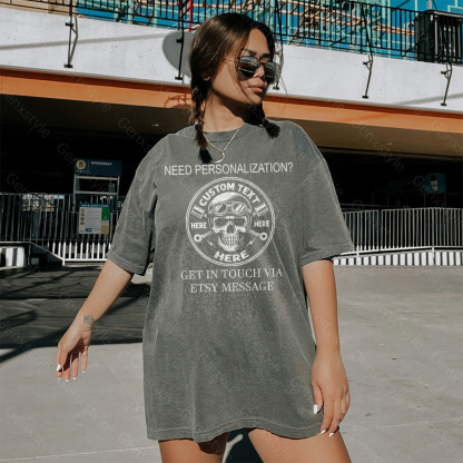 Washed Generation X Skull Motorcycle T-shirt