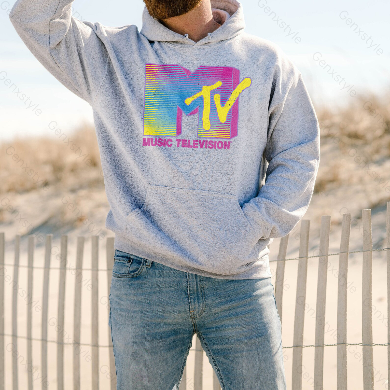 MTV Distressed Fluorescent Gradient Logo Hoodie