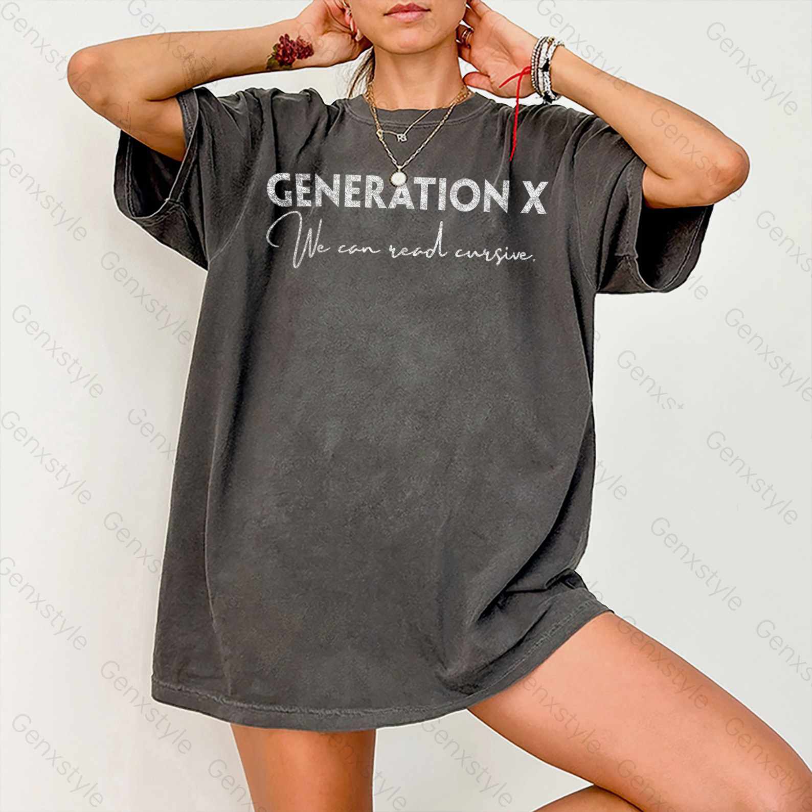 Washed Gen X We Can Read Cursive T-shirt