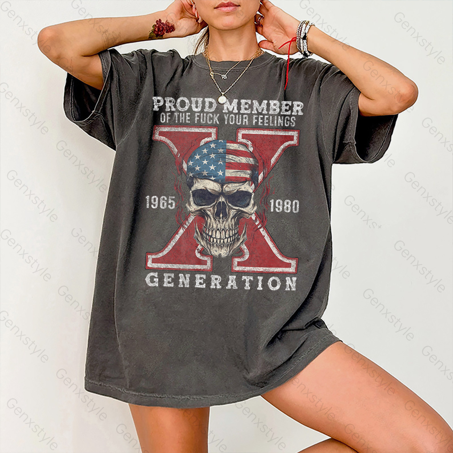 Washed Skull Halloween Gen X T-shirt