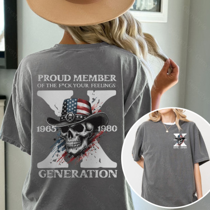 Washed America Funny Skull Generation X T-shirt