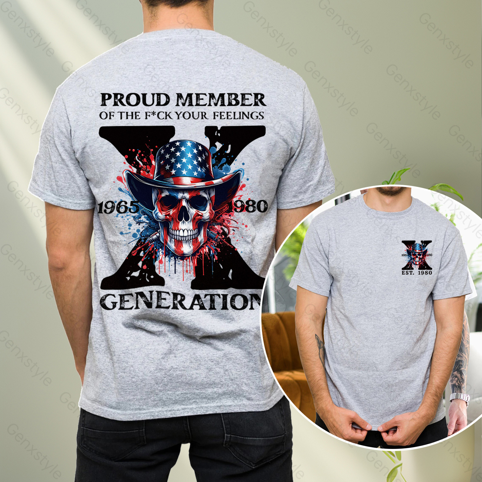 America Funny Skull Generation X T-shirt