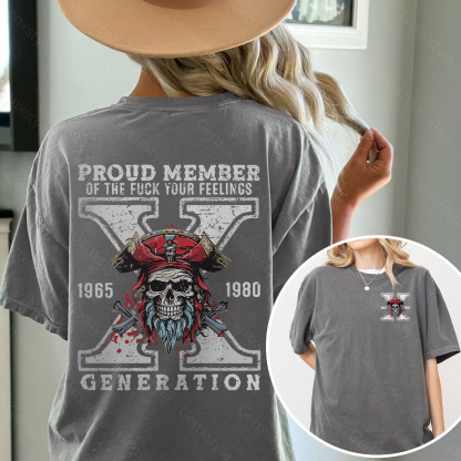 Washed Generation X Skull Design T-shirt