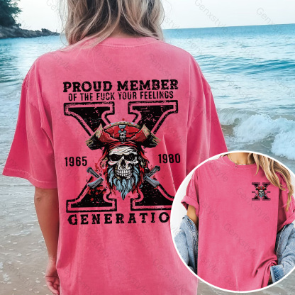 Washed Generation X Skull Design T-shirt
