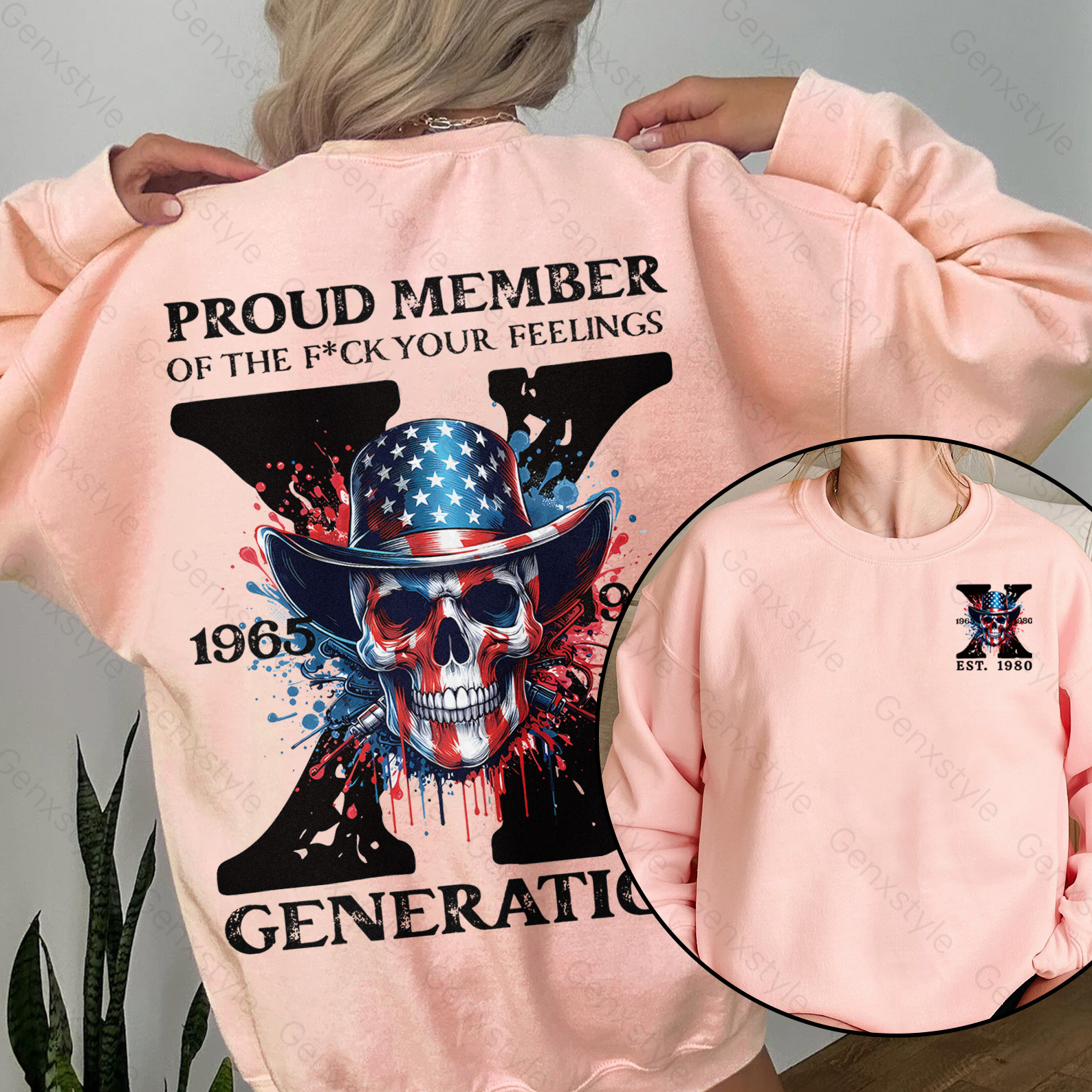 America Funny Skull Generation X Crewneck