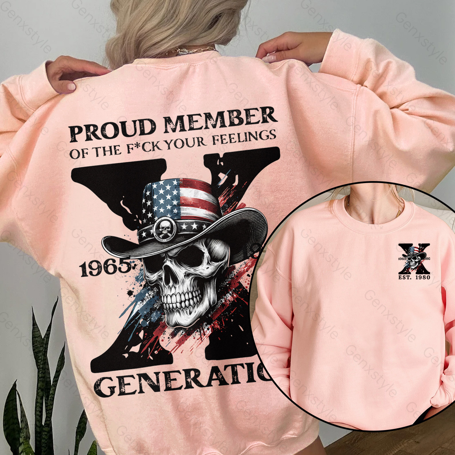 America Funny Skull Generation X Crewneck