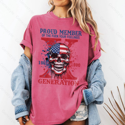 Washed Funny Skull Halloween Generation X T-shirt