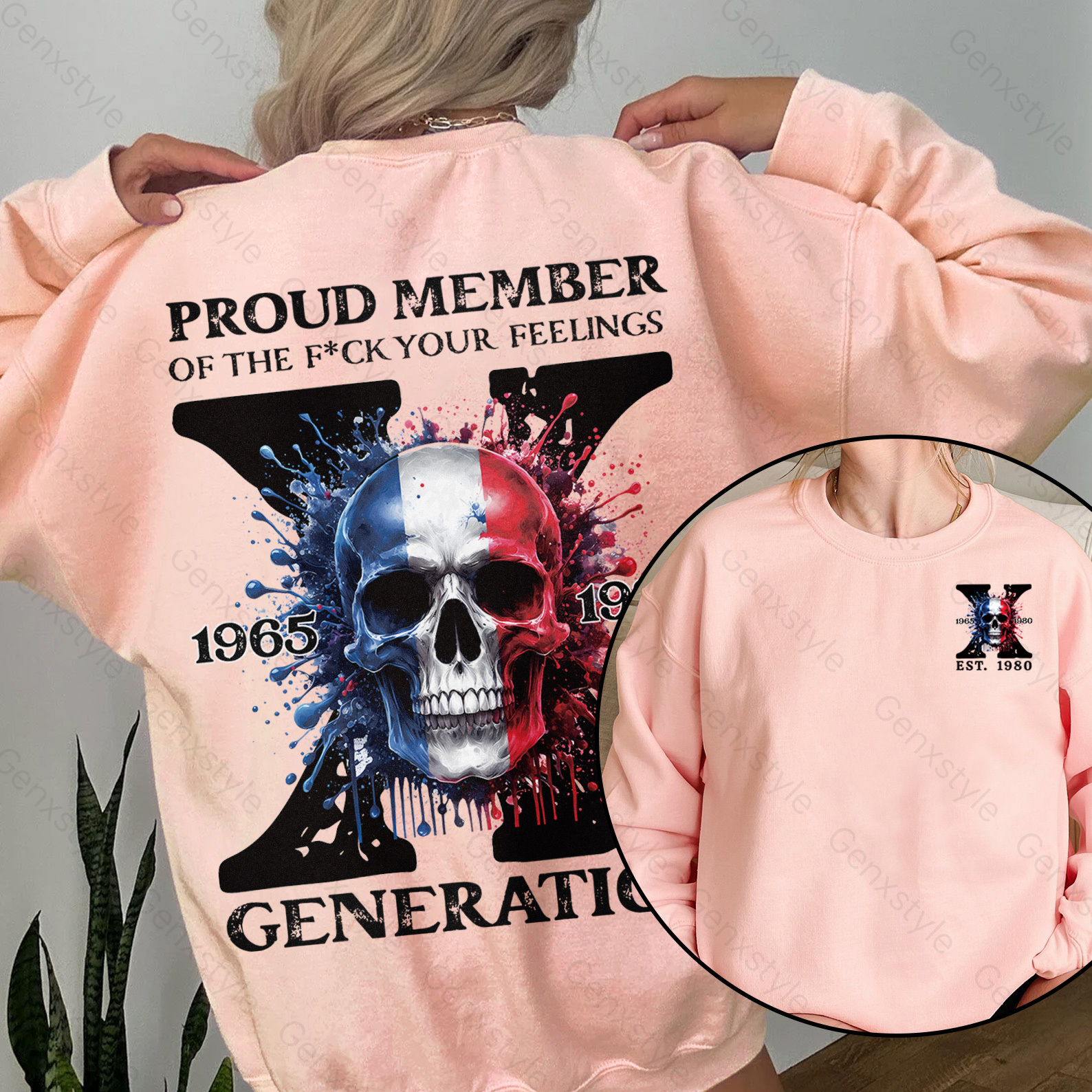 France Funny Skull Generation X Crewneck