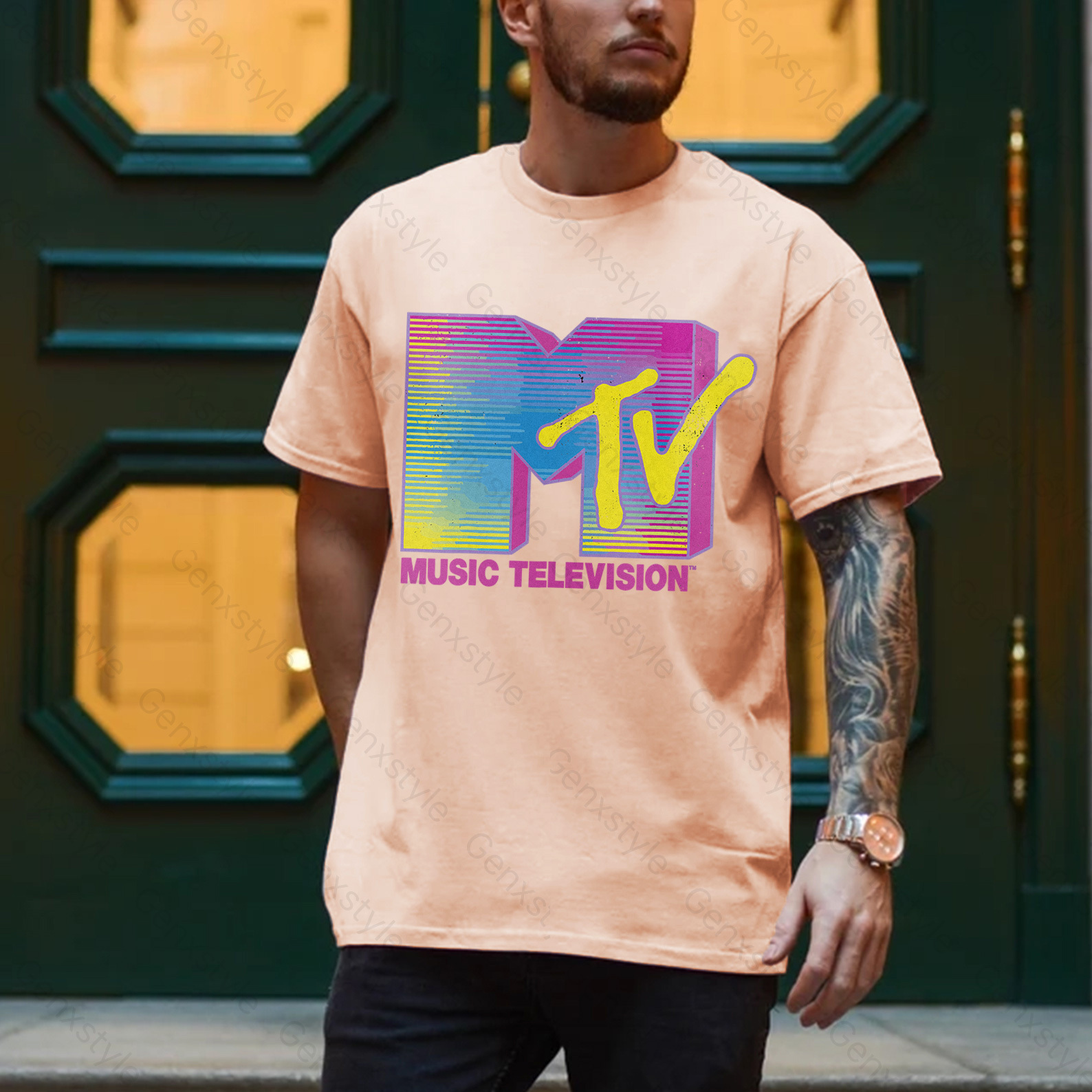 MTV Distressed Fluorescent Gradient Logo T-shirt