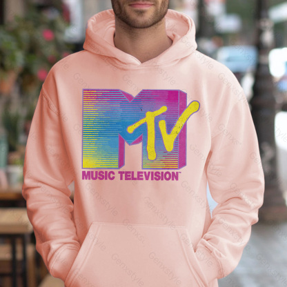 MTV Distressed Fluorescent Gradient Logo Hoodie