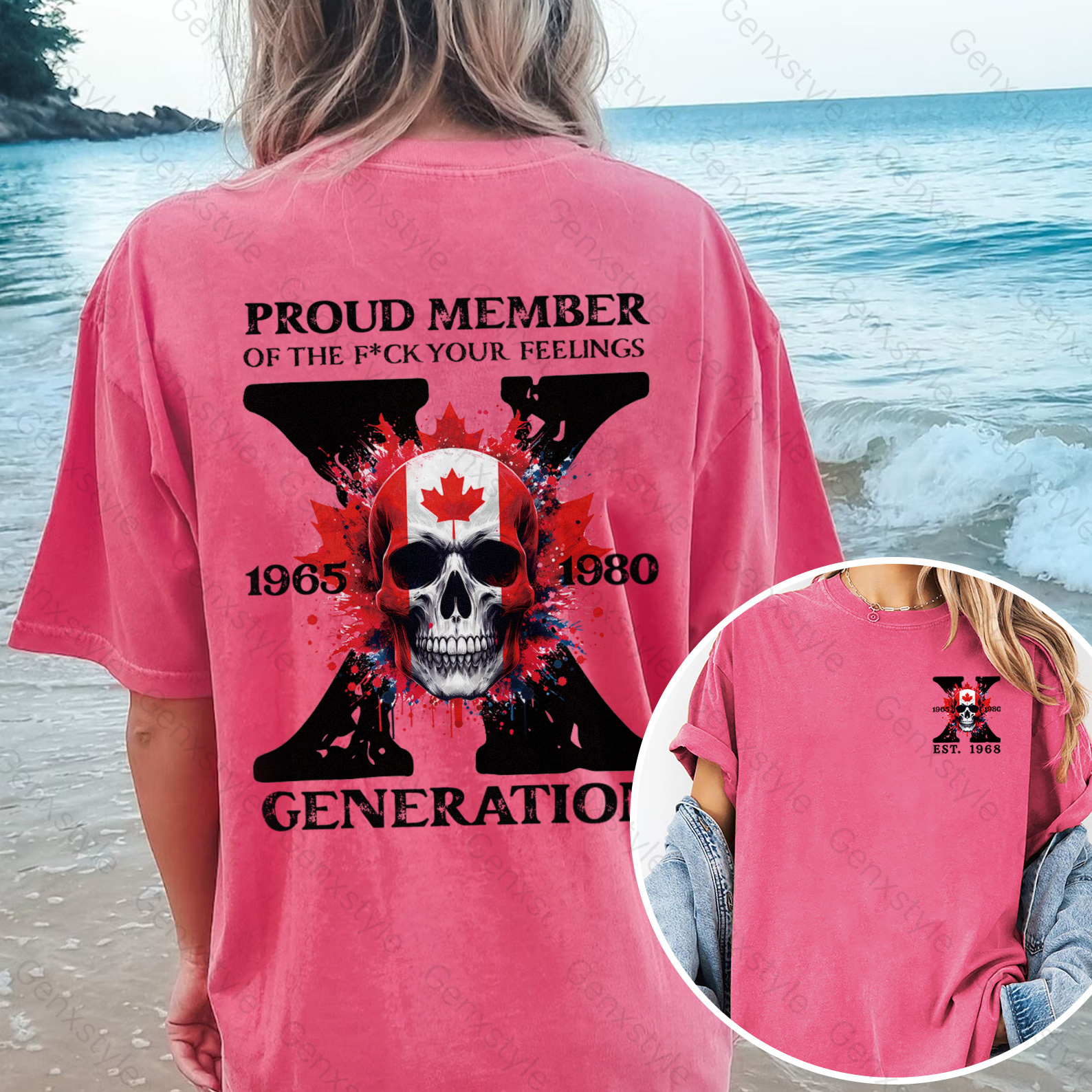 Washed Canada Funny Skull Generation X T-shirt