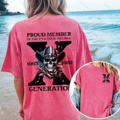 Washed America Funny Skull Generation X T-shirt