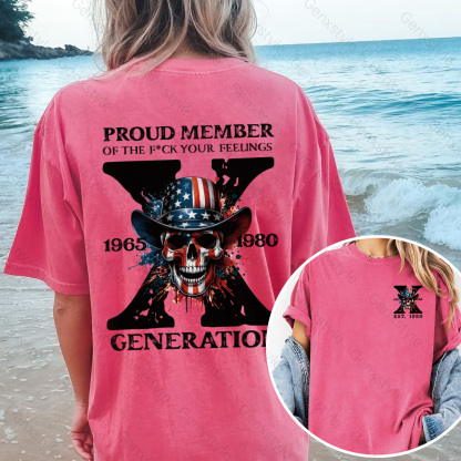 Washed America Funny Skull Generation X T-shirt