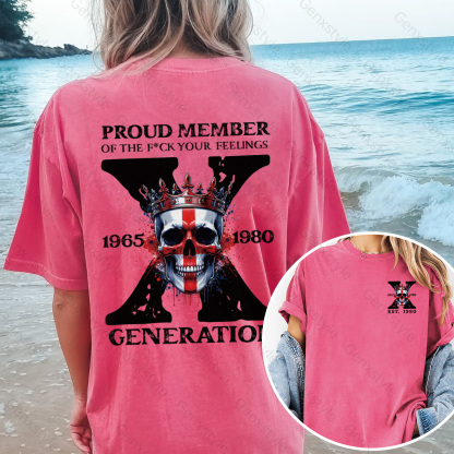 Washed Britain Funny Skull Generation X T-shirt