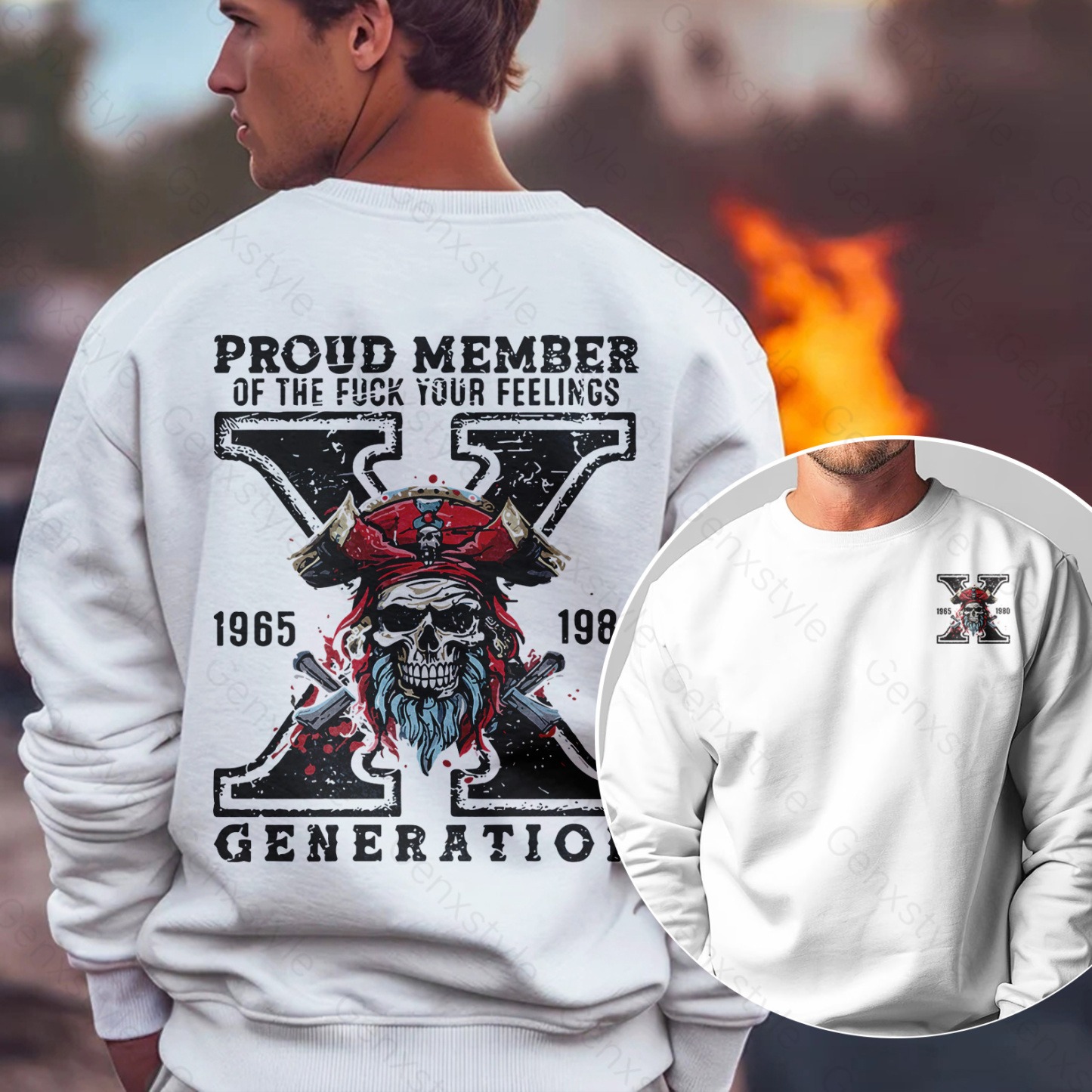 Generation X Skull Design Crewneck
