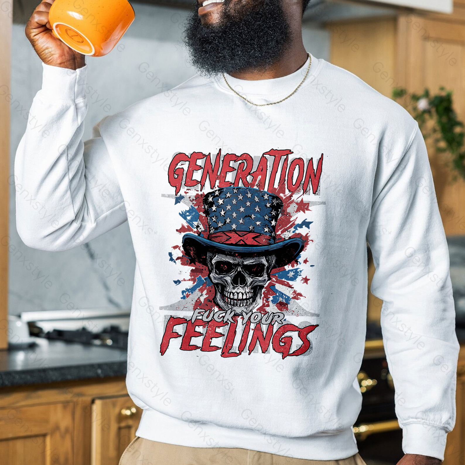 Generation X Fuck Your Feelings American Skull Crewneck