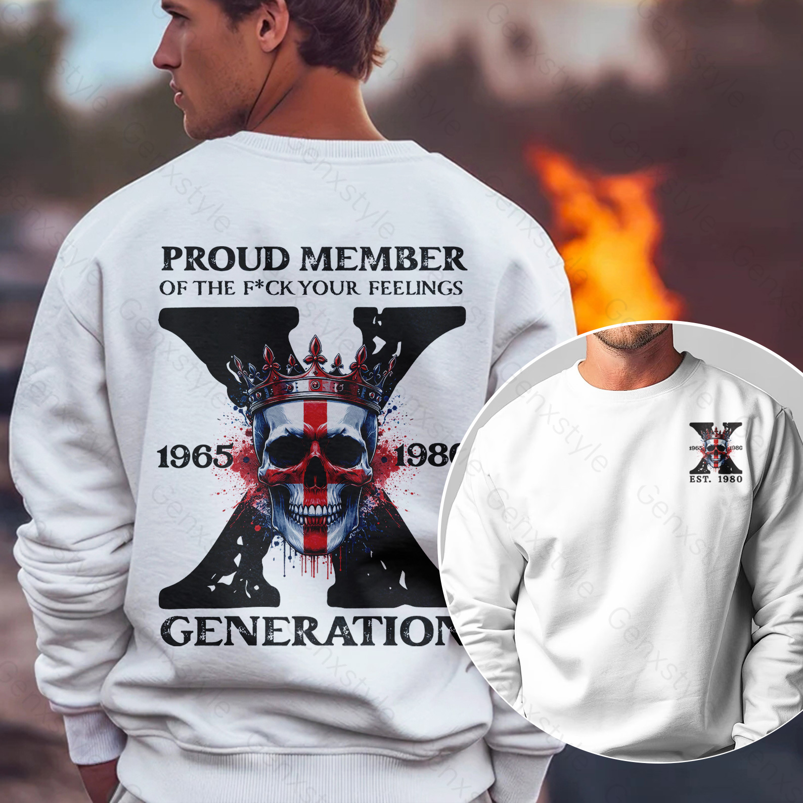 Britain Funny Skull Generation X Crewneck