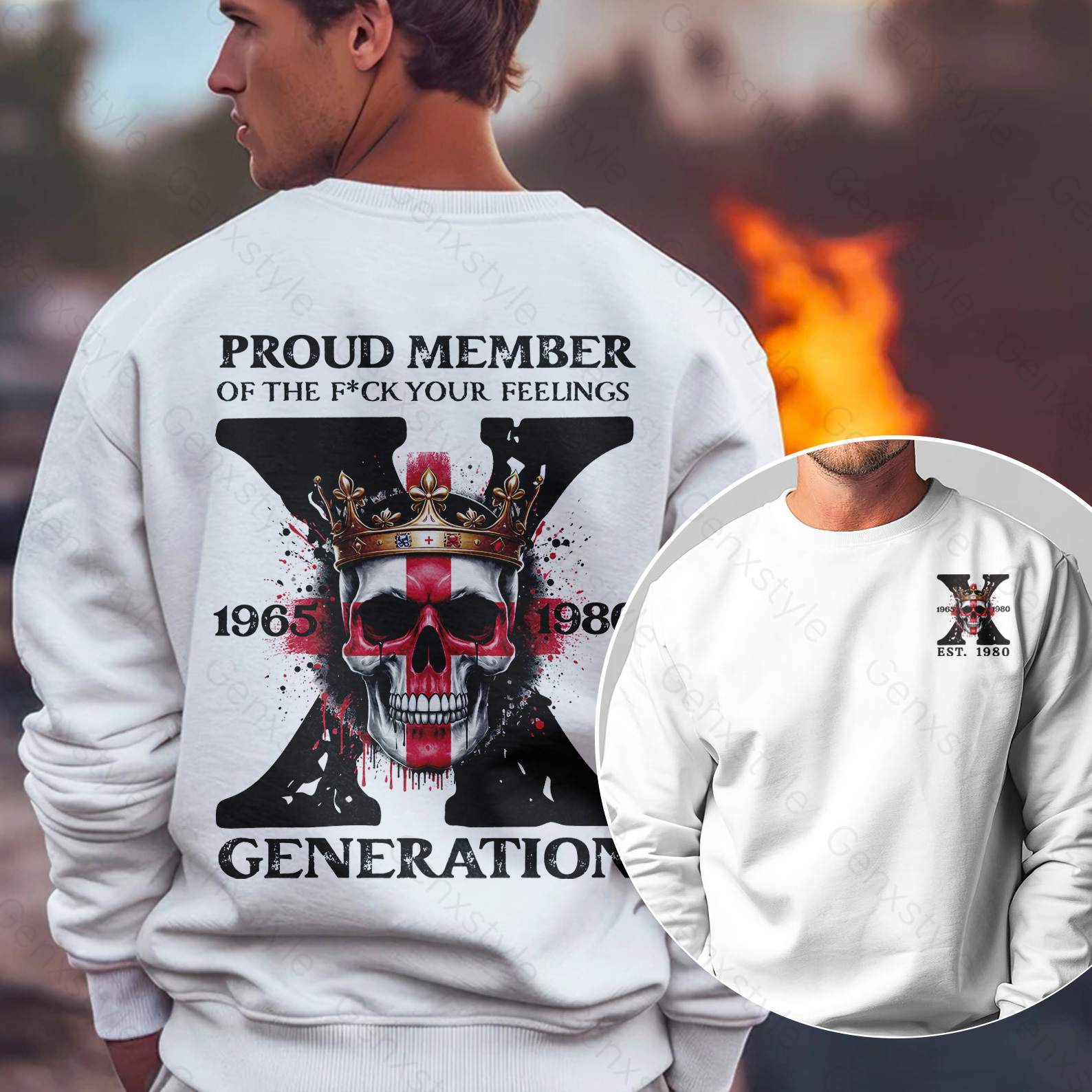 Britain Funny Skull Generation X Crewneck