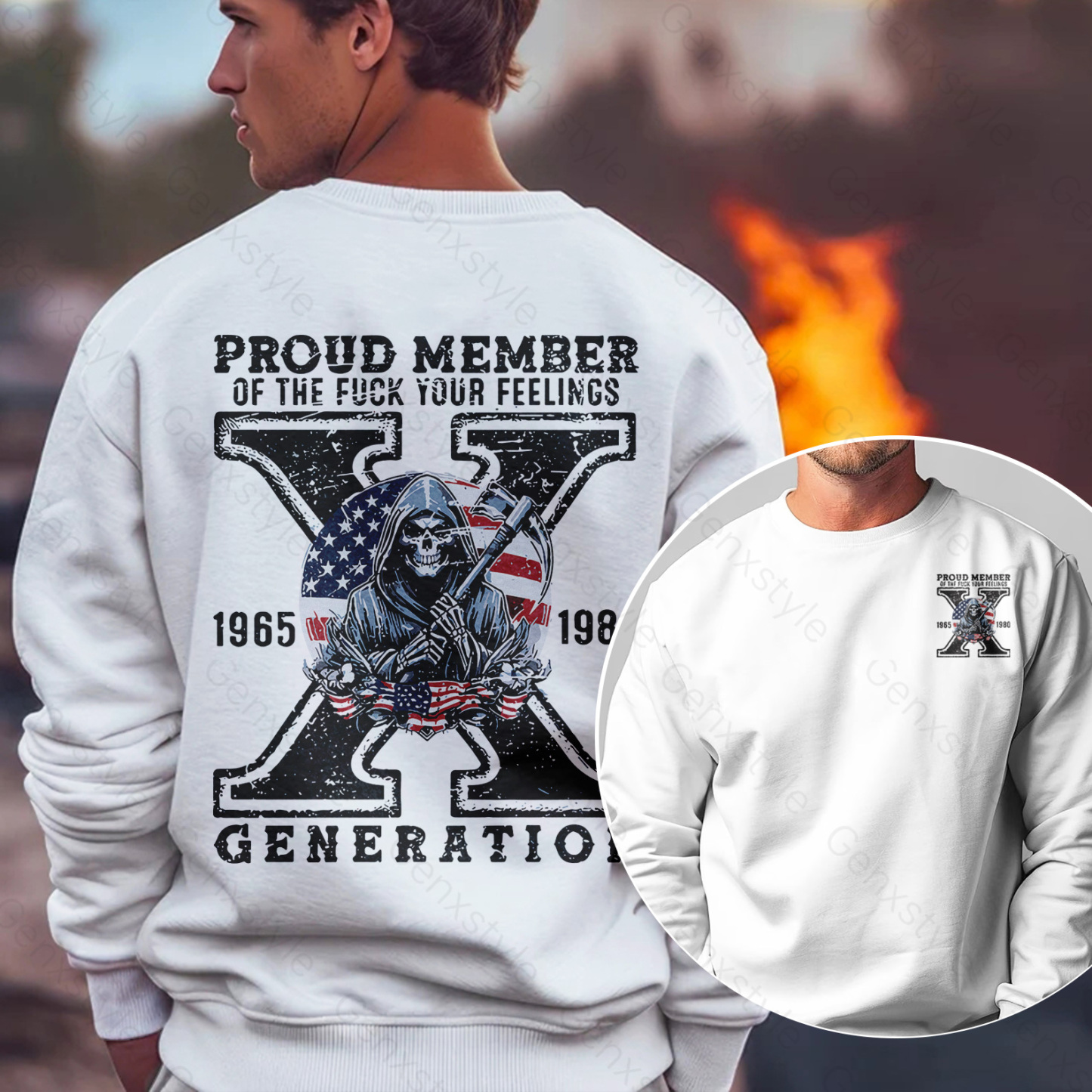 Generation X Skull Design Crewneck