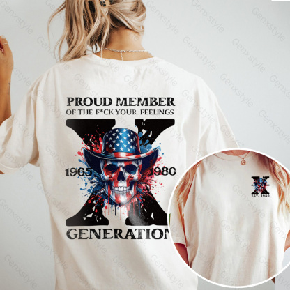 Washed America Funny Skull Generation X T-shirt