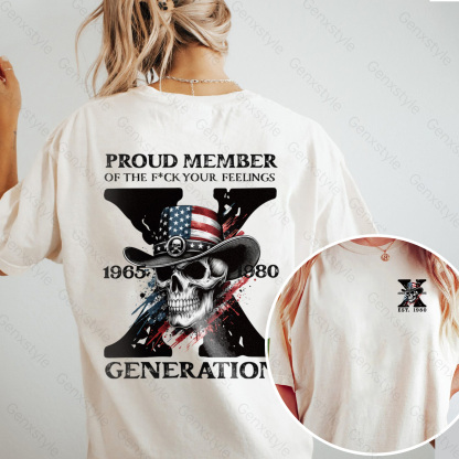 Washed America Funny Skull Generation X T-shirt