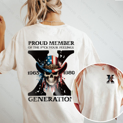 Washed America Funny Skull Generation X T-shirt