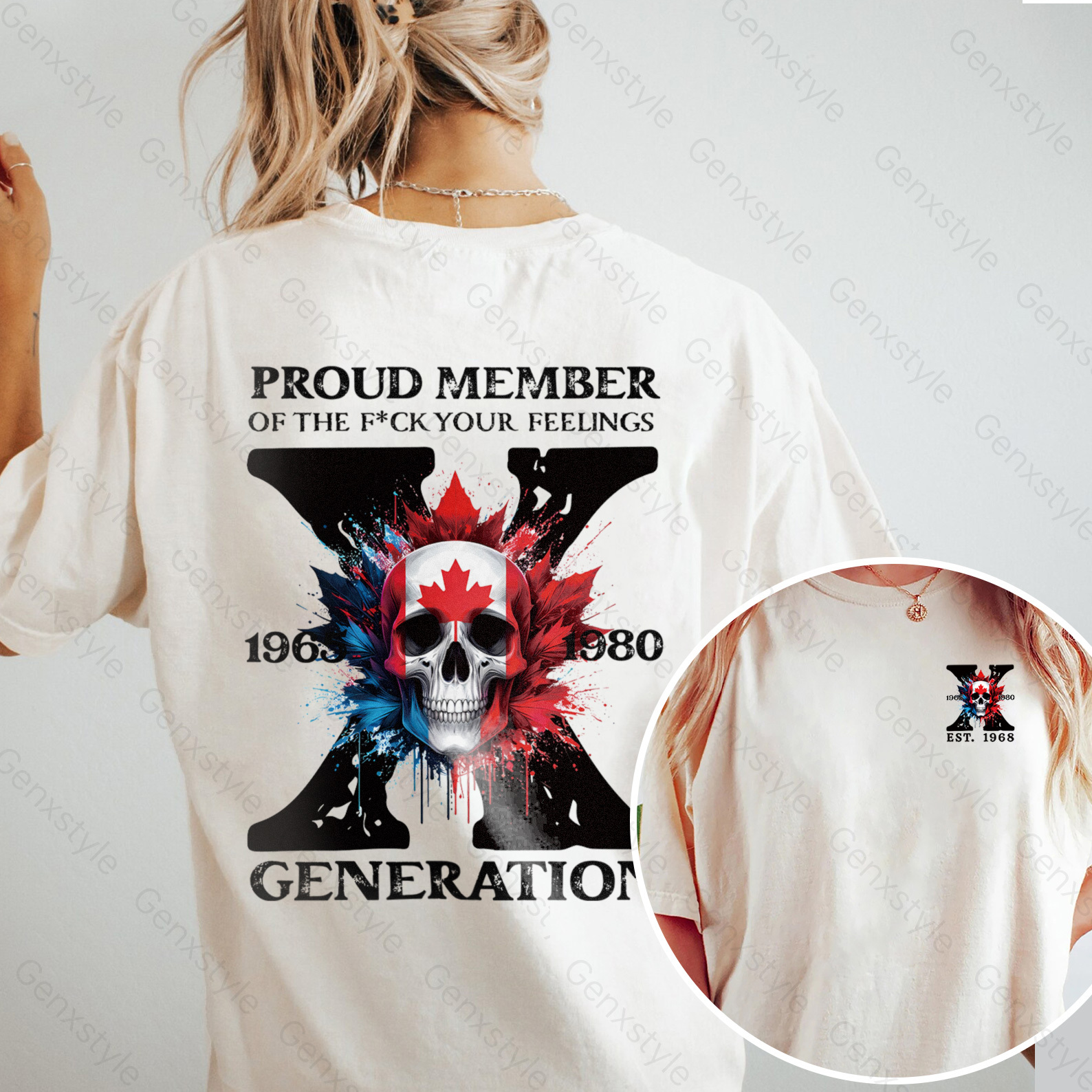Washed Canada Funny Skull Generation X T-shirt