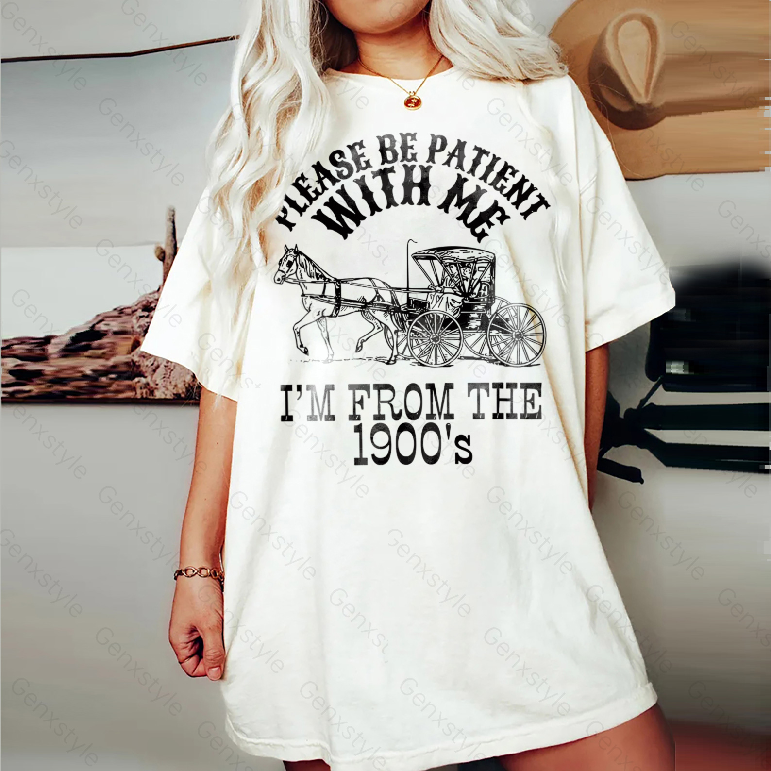 Washed Please Be Patient with Me, I'm From the 1900's - Print Unisex Crewneck XXI