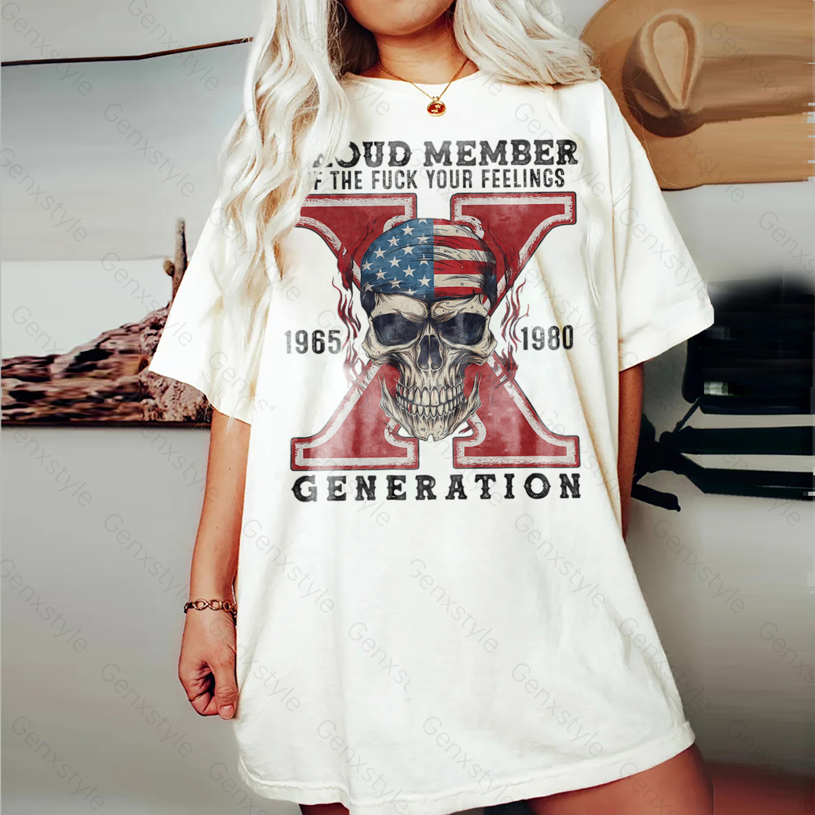 Washed Skull Halloween Gen X T-shirt