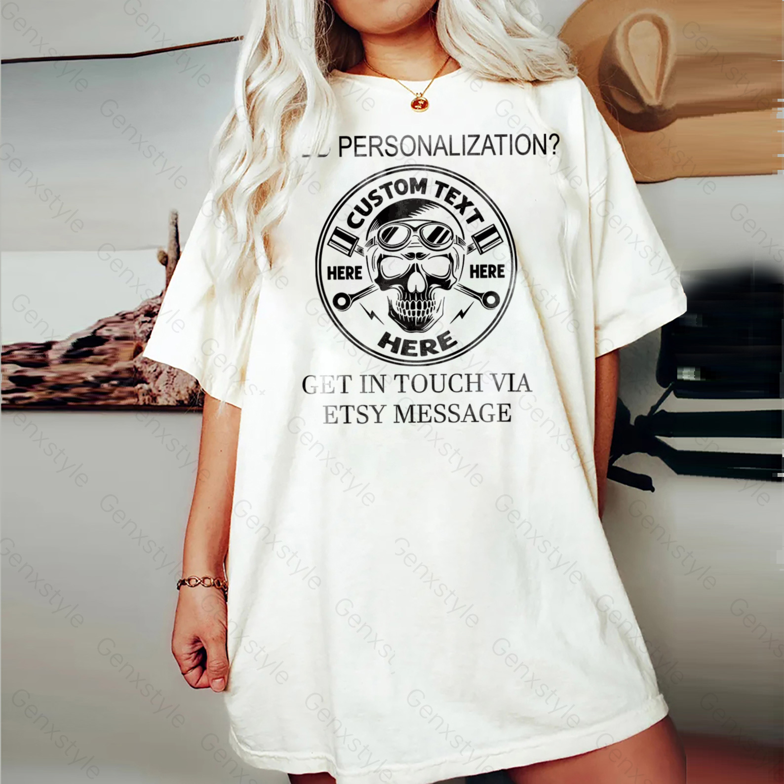 Washed Generation X Skull Motorcycle T-shirt