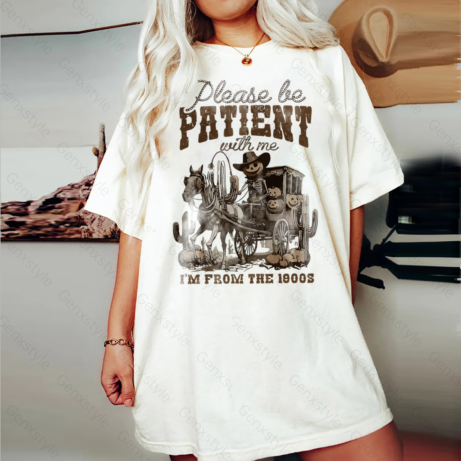 Washed Please Be Patient with Me, I'm From the 1900's - Print Unisex Crewneck XXXVI